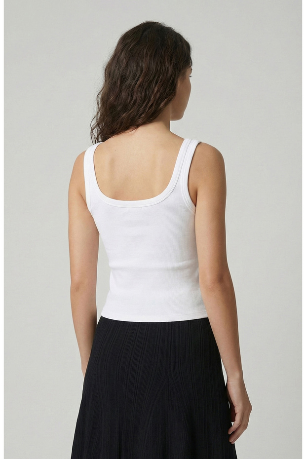 Kırıkbeyaz Basic Örme Atlet - 3