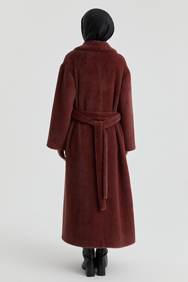 Kuşak Detaylı Manto - Taba - 6