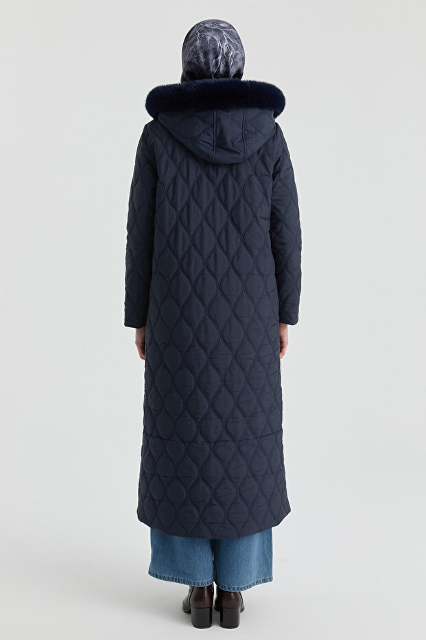 Kapüşonlu Manto - Lacivert - 6