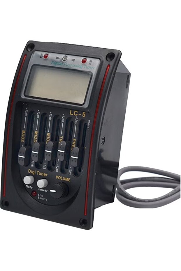 5-Band Acoustic Guitar EQ LC-5 Equalizer Preamp Piezo Pickup Tuner LCD Backlight