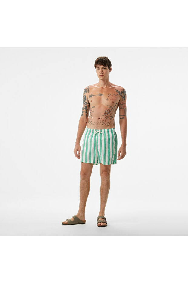 Medium Drawstring Erkek Yeşil Deniz Şortu - 1