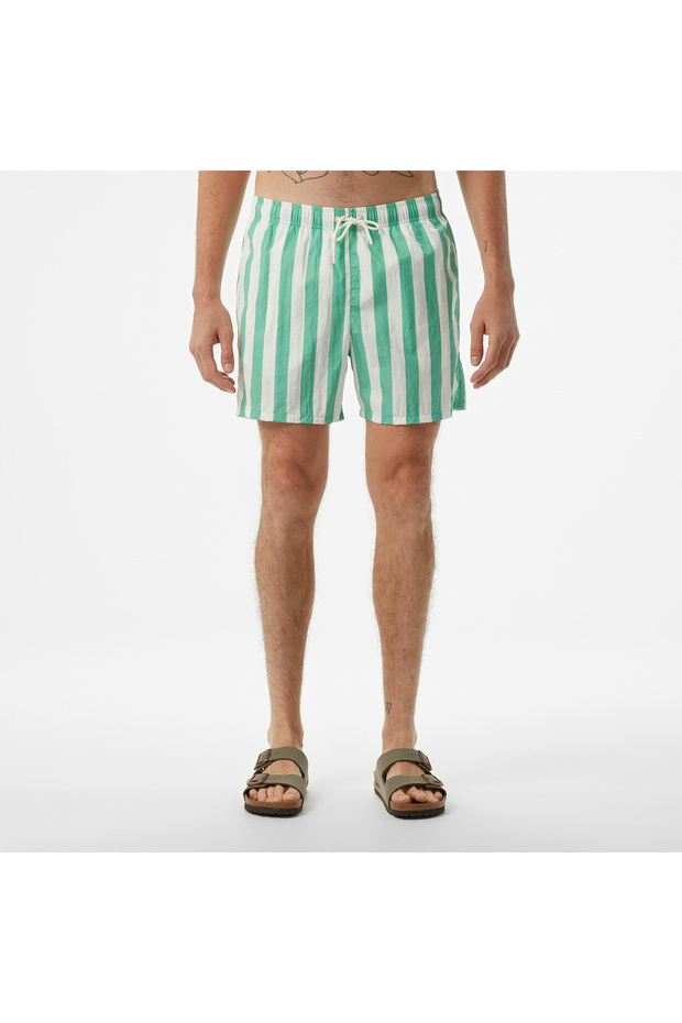 Medium Drawstring Erkek Yeşil Deniz Şortu - 5