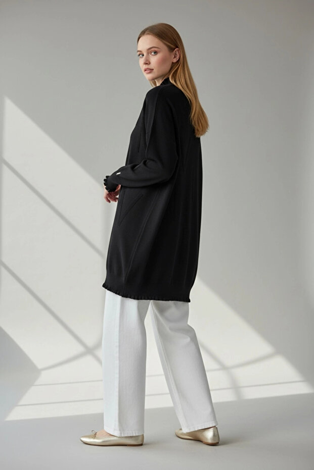 Viskon Triko Tunik - Siyah - 4