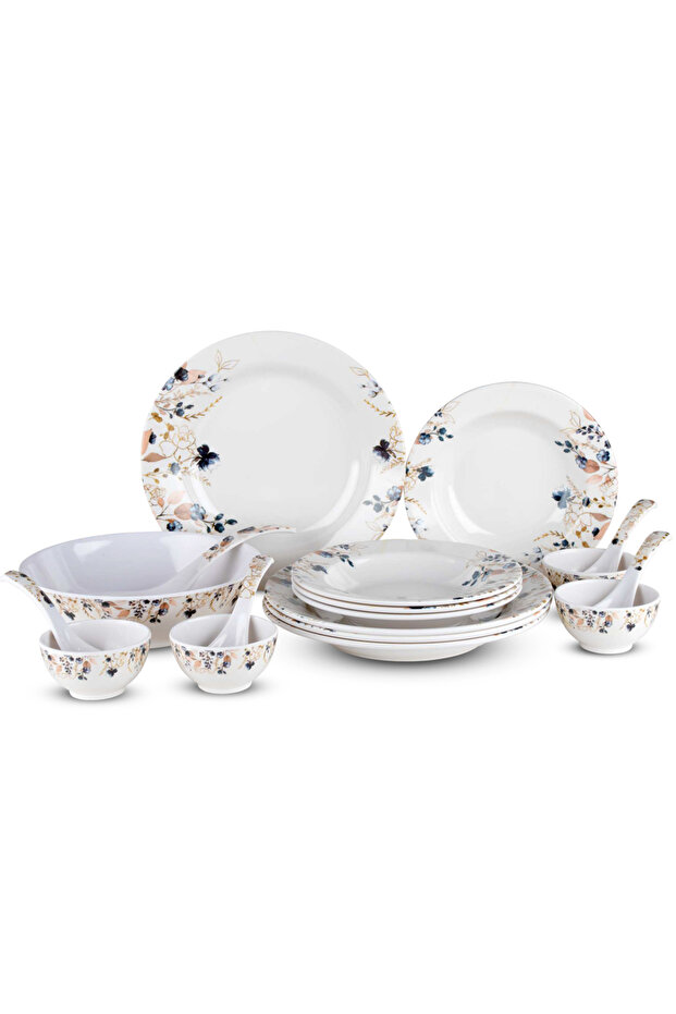 18pcs Melamine Dinner Set BB2357 - Shatterproof Floral Plates & Bowls Set