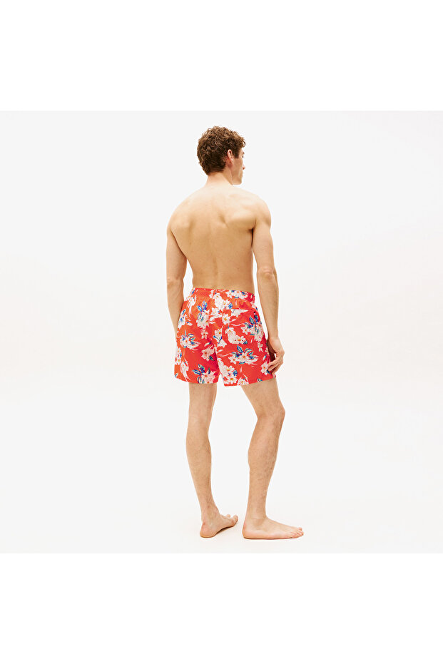 Medium Drawstring Print Erkek Turuncu Deniz Şortu - 3