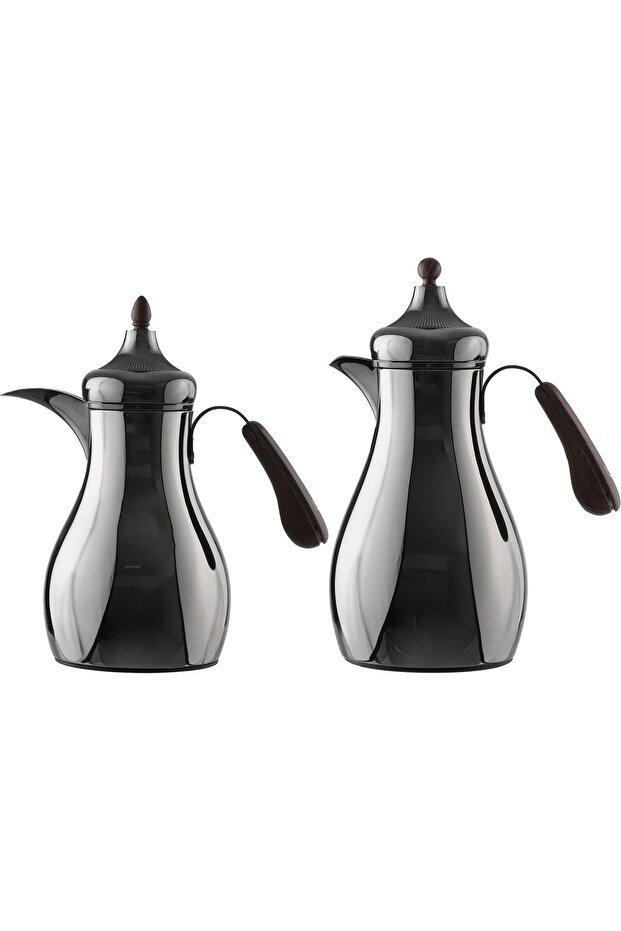 Al Saif Gallery Sama Thermos Set, 0.7/1 Liter, 2 Pieces, Inner Glass Container, Stainless Steel Oute