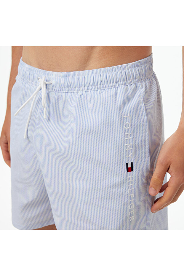 Medium Drawstring Erkek Mavi Deniz Şortu - 7