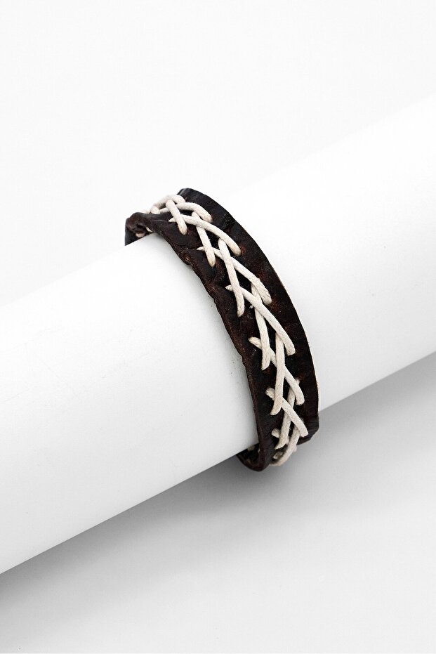 Men Leather String Bracelet, Brown