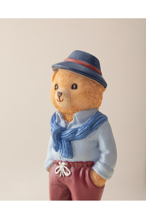 Benoit Bear Magnet - Mavi/Bordo - 4x8 cm - 6