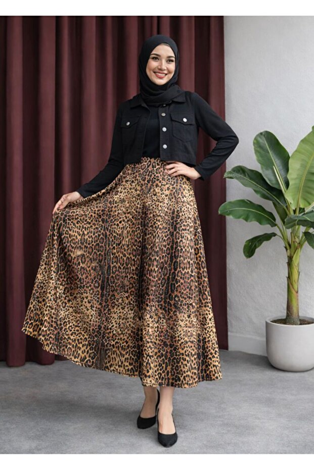 Printed Leopard Skirt - 1