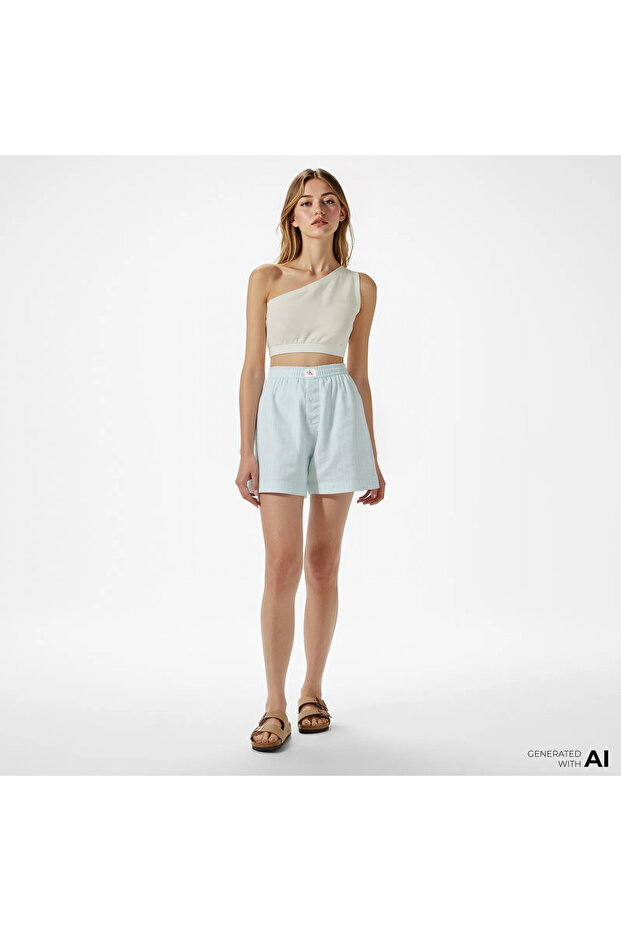 Poplin Kadın Mavi Şort - 1