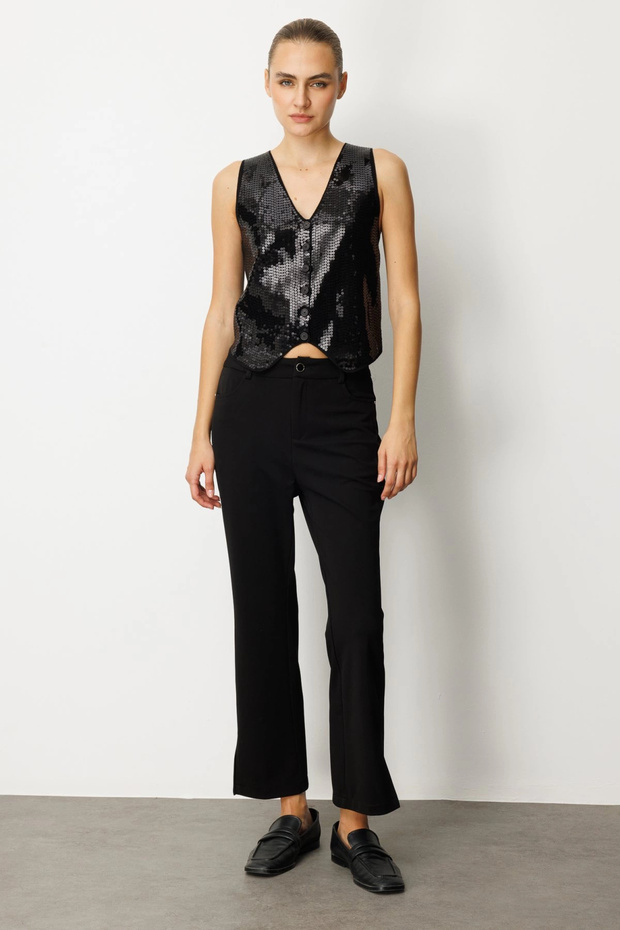 Women's Black Sequin Vest 60918