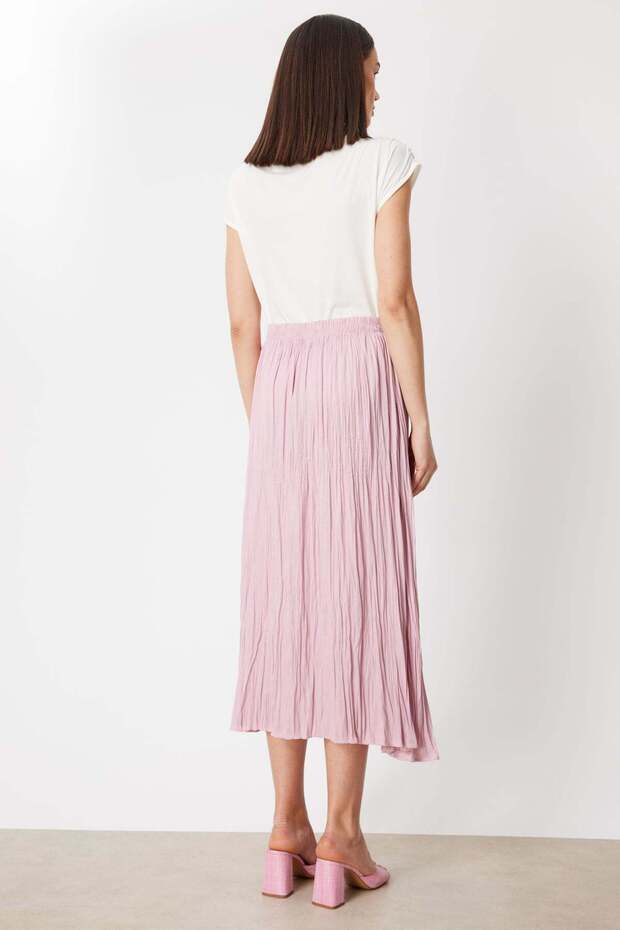 Kırışık Görünümlü Piliseli Maxi Etek - 6