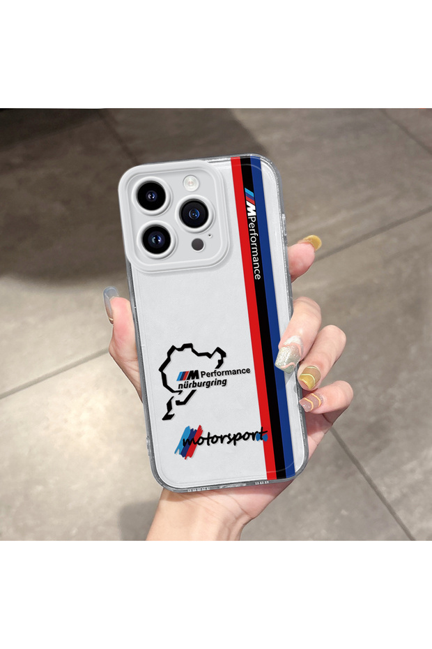 iPhone 15 Pro Compatible Transparent Camera Protected Bmw Pattern Airbag Soft Silicone Phone Case