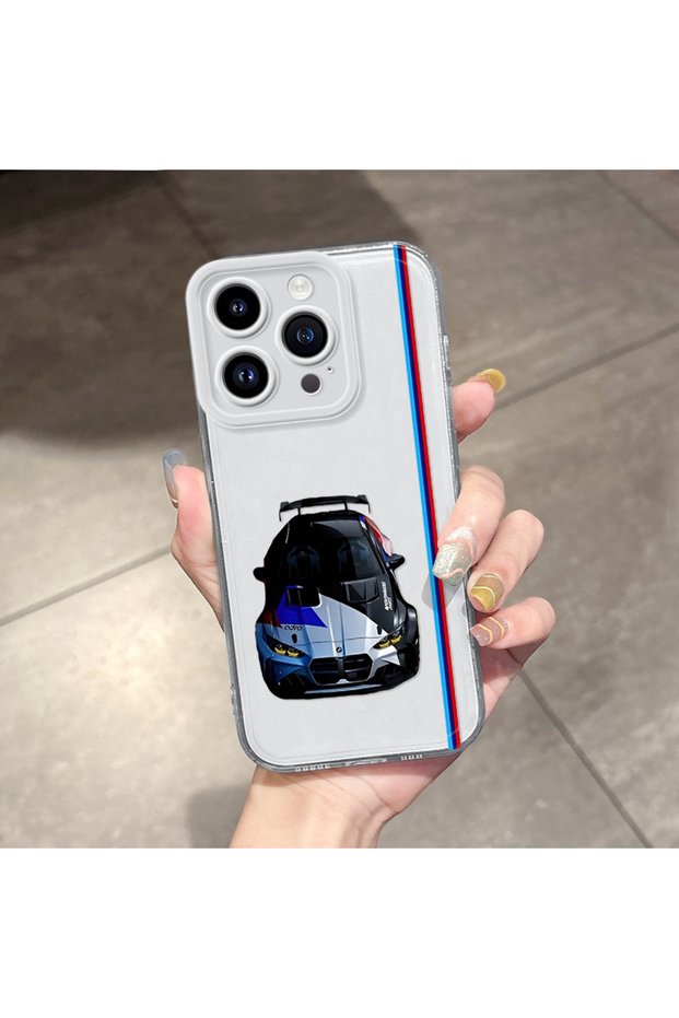 iPhone 14 Pro Compatible Case Transparent Camera Protected Soft Silicone Phone Case Bmw Pattern