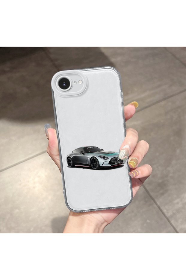iPhone 17E Compatible Transparent Camera Protected Bear Airbag Soft Silicone Phone Case Car Pattern