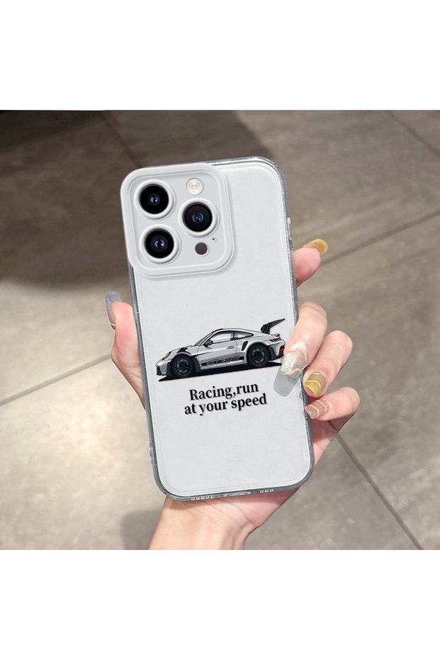 iPhone 14 Pro Compatible Case with Transparent Camera Protection Soft Silicone Phone Case Sports Car Pattern