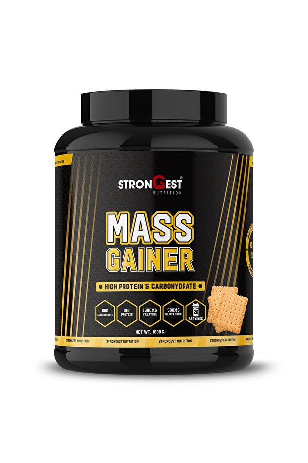 Strongest Nutrition Mass Gainer Bisküvi Aromalı 1600gr Yüksek Protein Değerli Ve Amino Asit Takviyeli