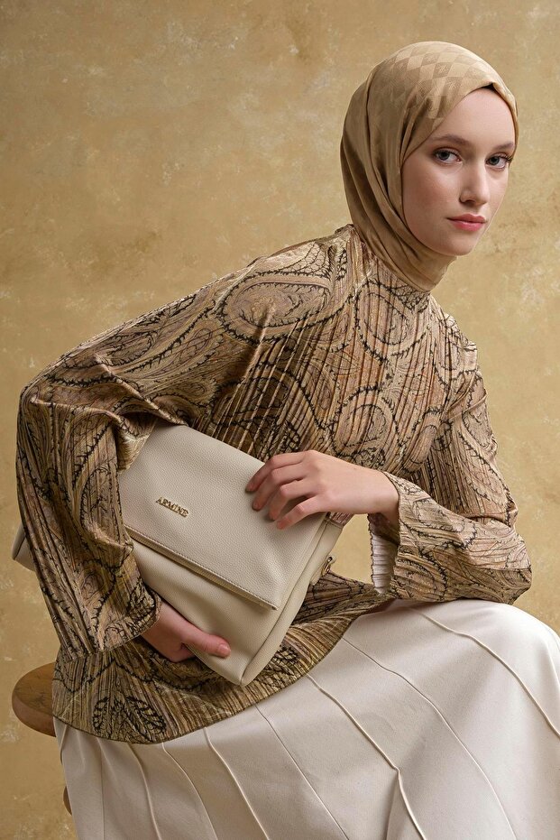 Shawl Patterned Tunic Camel - 1