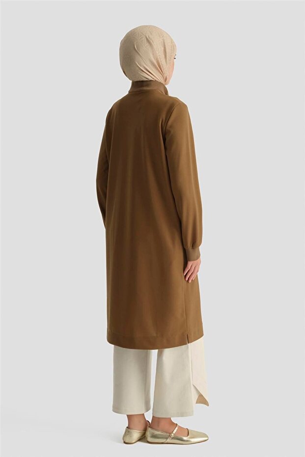 Fermuar Detaylı Basic Tunik TARÇIN - 5