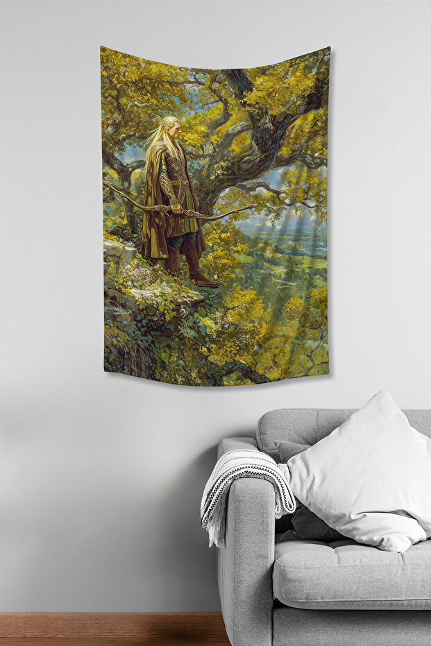 The Lord of the Rings Legolas Patterned Wall Covering Wall Tapestry Tapestry Suede Textured Fabric