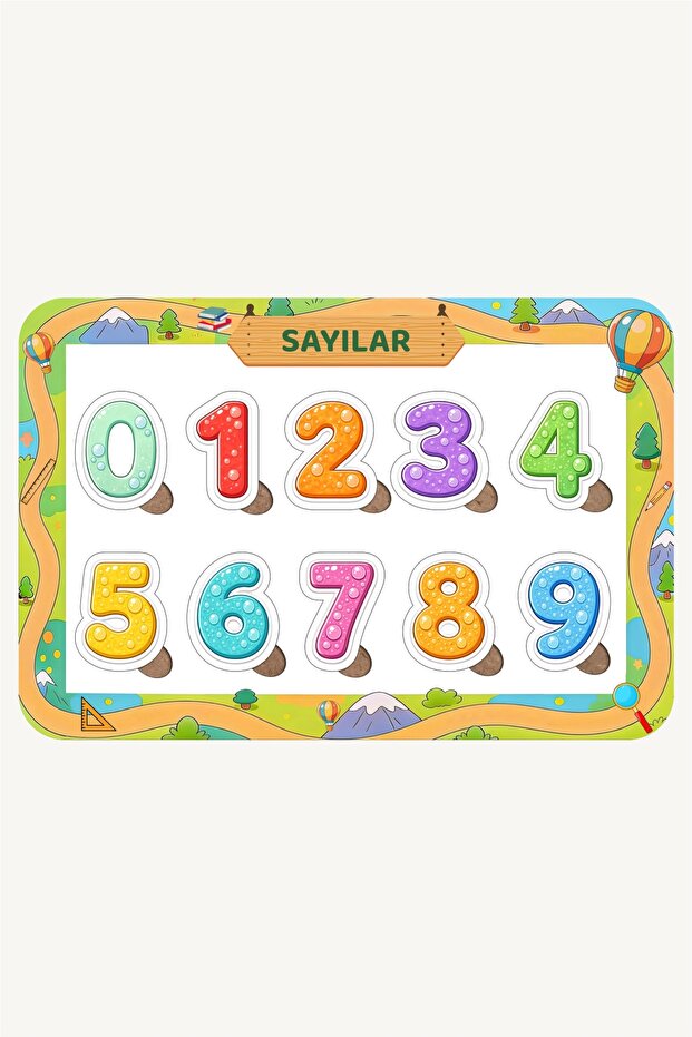 Wooden Numbers Turkish Educational and Learning Puzzle