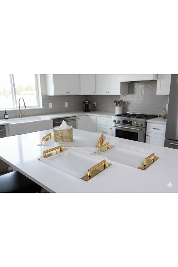 طقم صواني تقديم مع علبة مناديل - 1