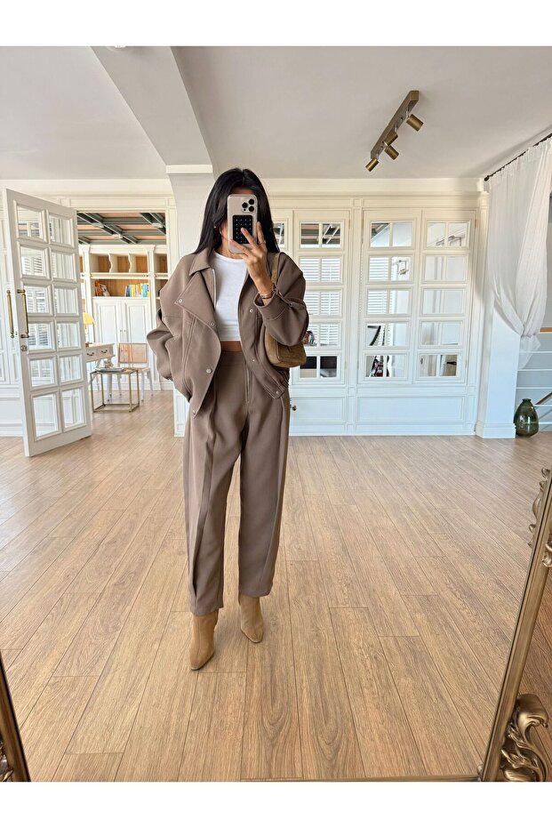 Premium Design Zip Detail Pants-Bomber Jacket 2-Piece Set