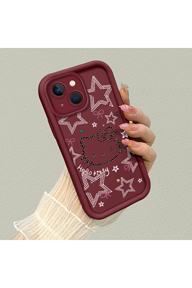 حافظة هاتف من مادة السيليكون مقاومة للصدمات بنمط كيتي متوافقة مع هاتف آيفون 15 بلس - 2