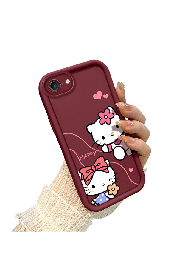 حافظة هاتف من مادة السيليكون مقاومة للصدمات بنمط كيتي متوافقة مع هاتف آيفون 7 - 3