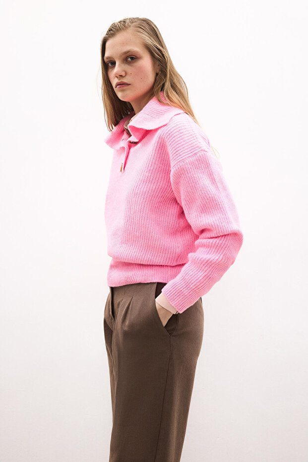 DEVRİK YAKA DÜĞMELİ TRİKO KAZAK - 3