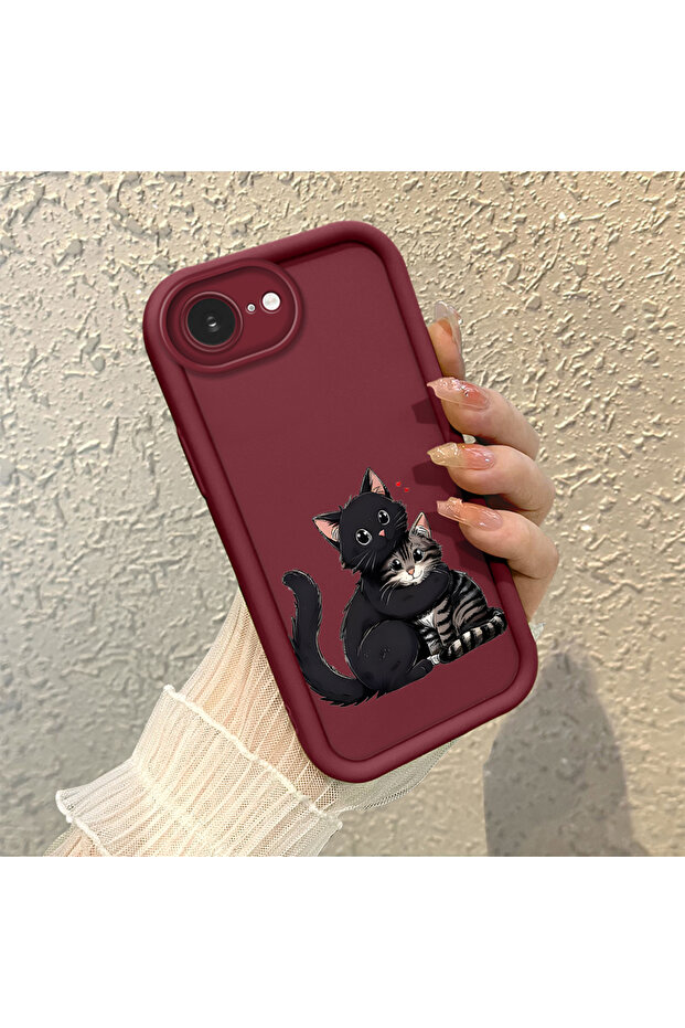 Silicone Material Shockproof Phone Case Cat Pattern Compatible with iPhone 16E - 2