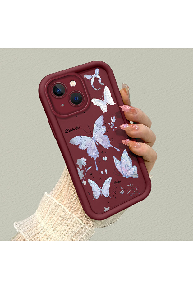 حافظة هاتف من مادة السيليكون مقاومة للصدمات بنمط الفراشة متوافقة مع هاتف آيفون 14 بلس - 2