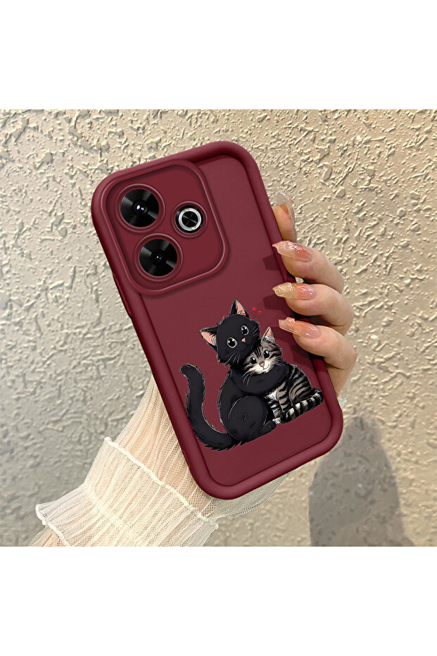 Silicone Material Shockproof Phone Case Cat Pattern Compatible with Redmi 13 - 2