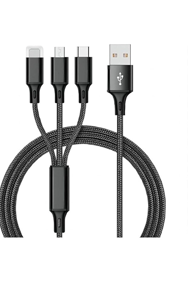 3 in 1 USB Cable 4ft Nylon Braided, 6A Fast Charging Multi Charging Cable with USB Type C, Micro USB