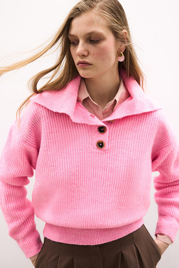 DEVRİK YAKA DÜĞMELİ TRİKO KAZAK - 2