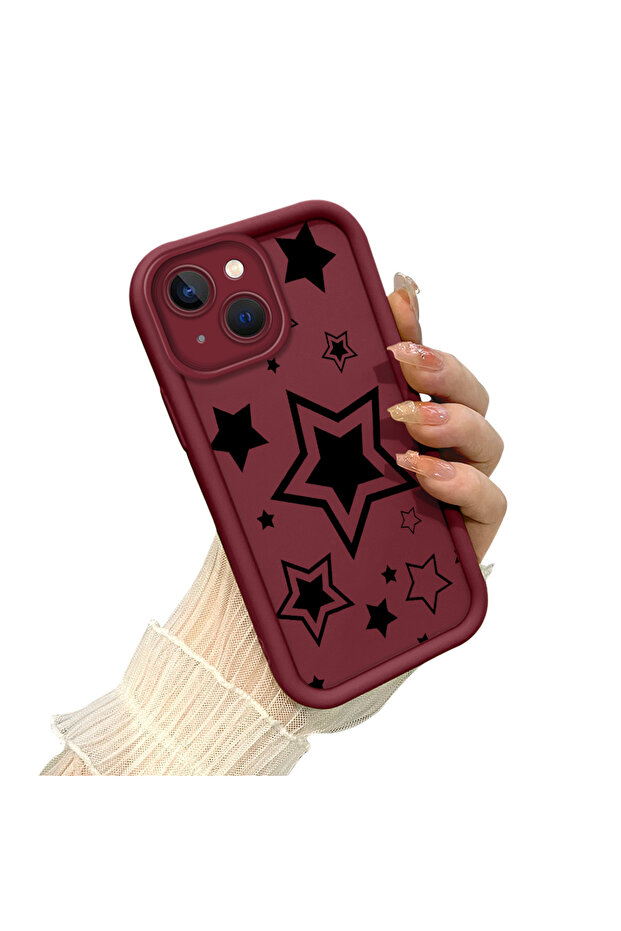 Silicone Material Compatible with iPhone 14 Plus Shockproof Phone Case Star Pattern - 3