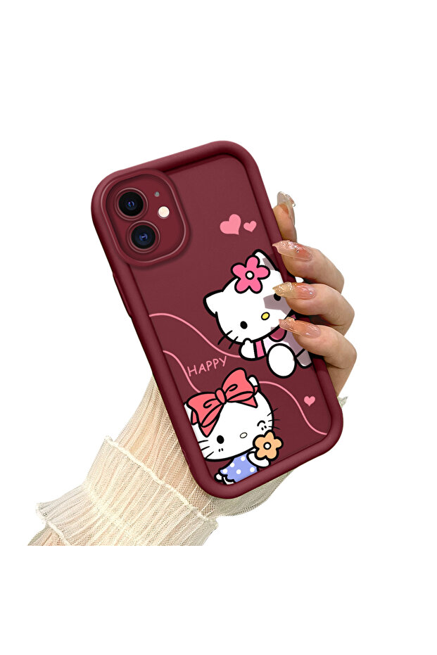 حافظة هاتف من مادة السيليكون المقاومة للصدمات بنمط كيتي متوافقة مع هاتف آيفون 11 - 3