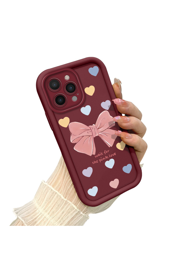 Silicone Material Shockproof Phone Case Bow Pattern Compatible with iPhone 14 Pro - 3