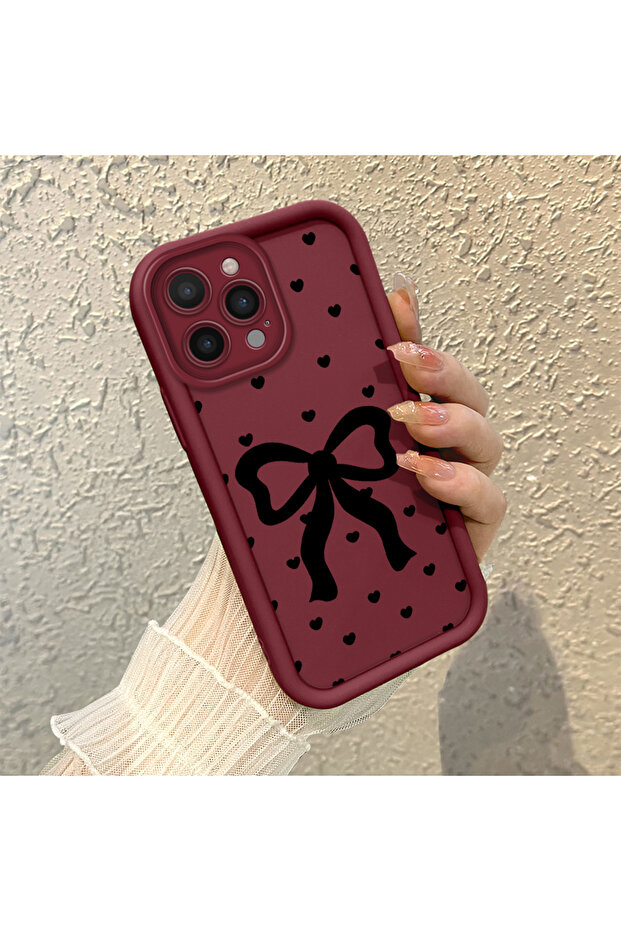 غطاء هاتف من مادة السيليكون مقاوم للصدمات بنمط فيونكة متوافق مع آيفون 16 برو - 2