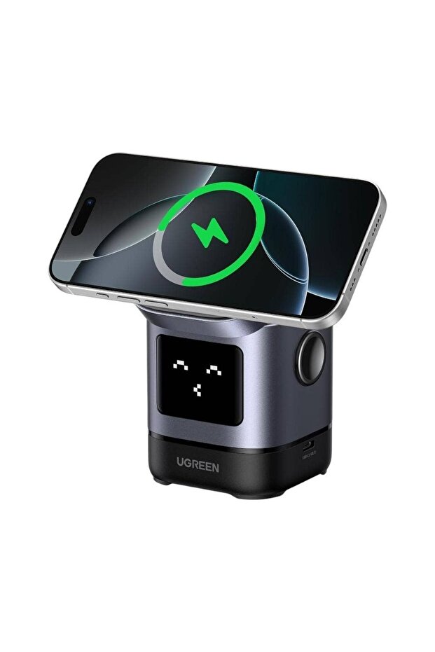 15W Uno Wireless Charger, Qi2 Certified MagSafe, Fast Magnetic Phone Stand, 2-in-1 Foldable, Grey