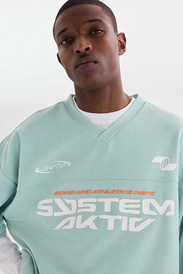 Baskılı File Tişört Oversized Fit - 2