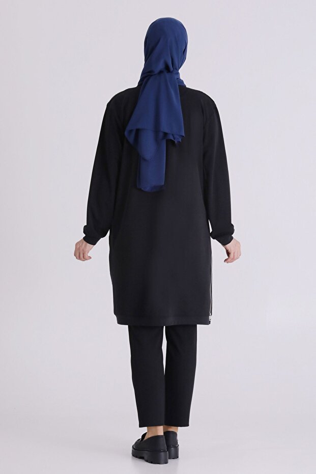 تونيك إسلامي بتفاصيل مرقعة وياقة دائرية مقاس كبير 20137 - 4