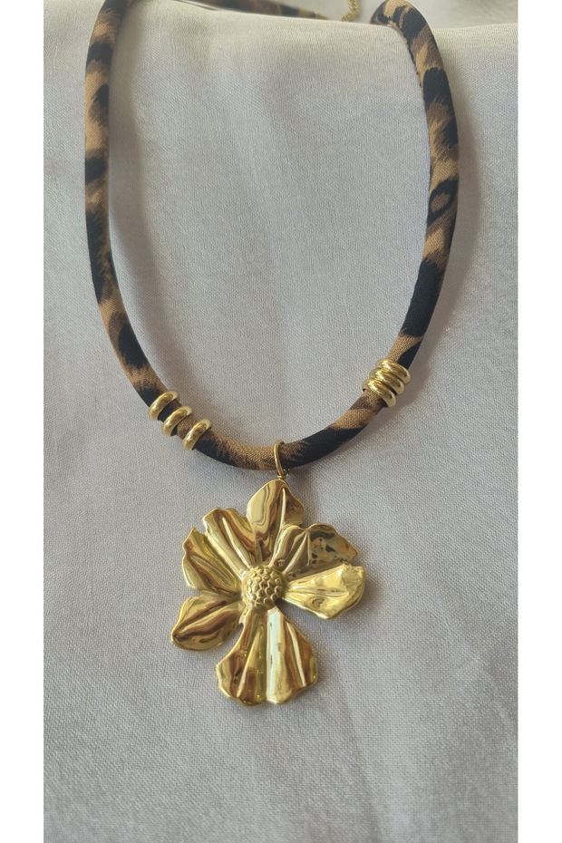 Yonca model leopar askılı kolye - 2