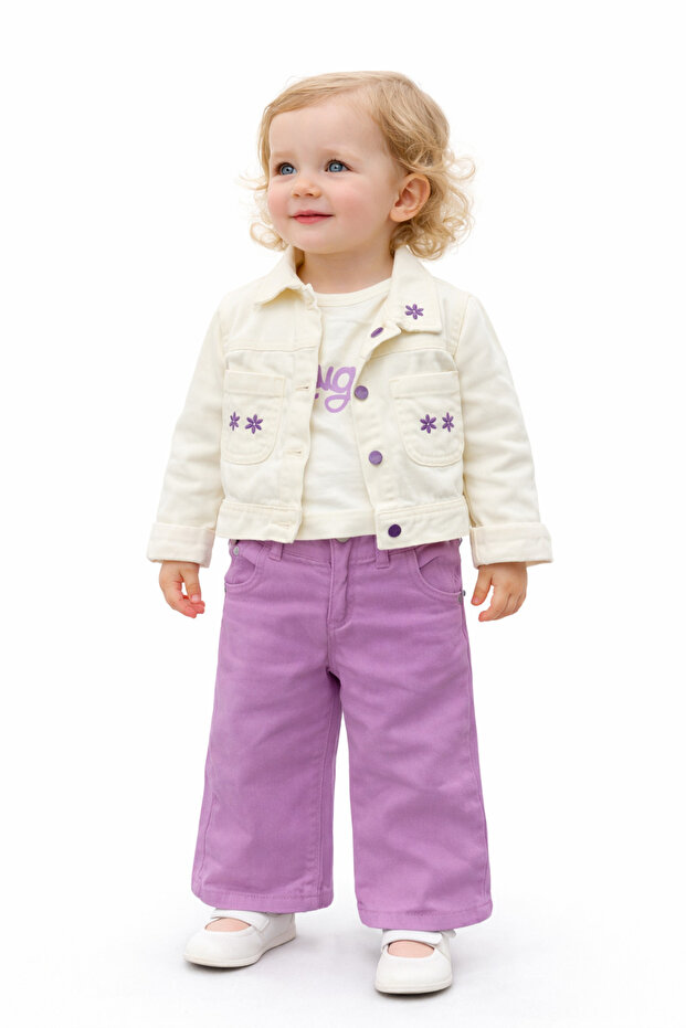 Girl's Floral Detailed 3-Piece Set 5264610