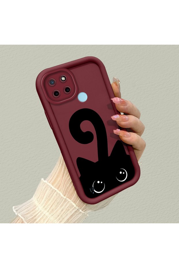 Silicone Material Anti-Fall Phone Case Cat Pattern Compatible with Realme C21Y