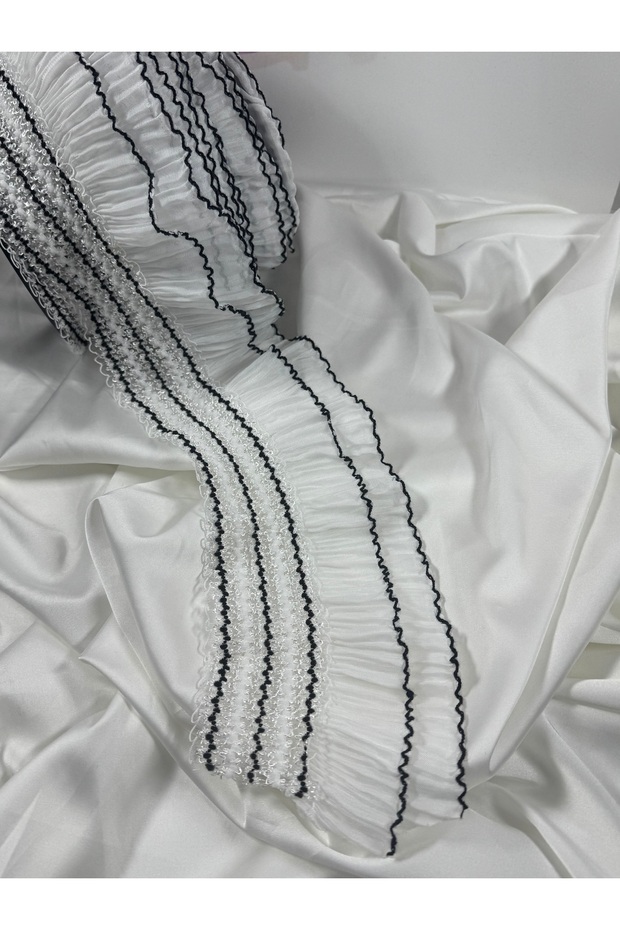 Zigzag Patterned Elastic Chiffon Pleated Ribbon (1Mt) - 2