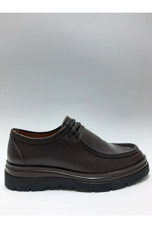 Genuine Leather Lace-Up Brown Lightweight Thick Sole Men's Shoes
