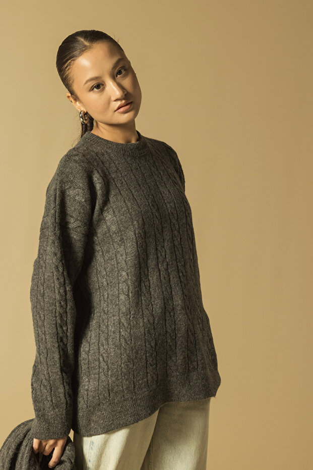 HAIR BRAIDED KNITWEAR SWEATER