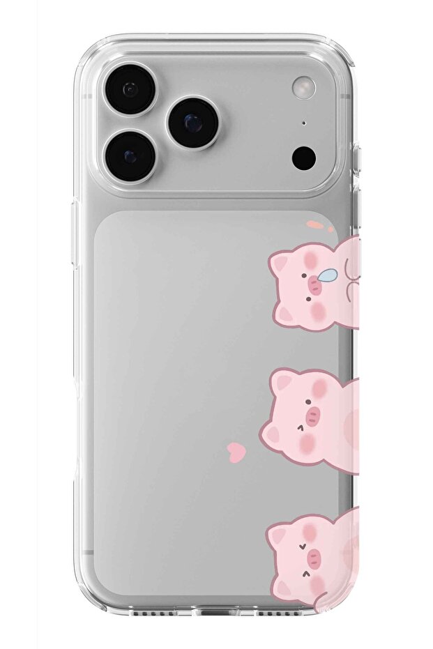 حافظة شفافة مطبوعة بتصميم الخنازير متوافقة مع هاتف iPhone 17 Pro Max - 1